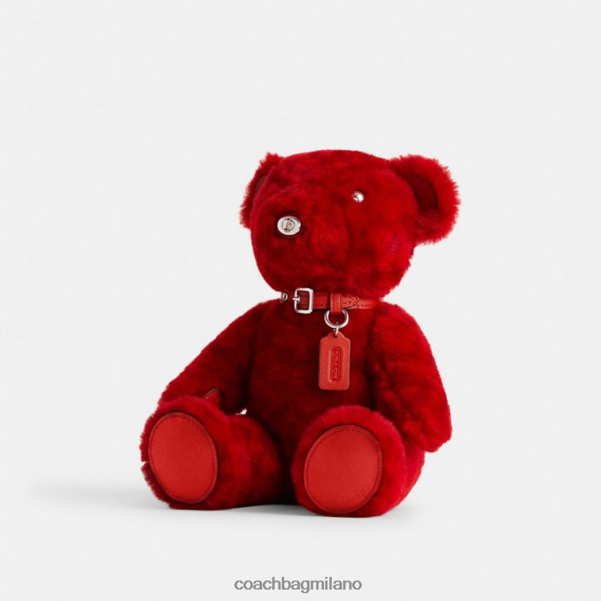 Coach donne orso da collezione in caratteristico shearling sx/rosso sportivo multi FPN0Z8524