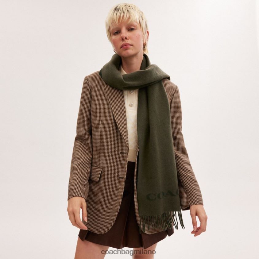 Coach donne Sciarpa in cashmere per cavalli e carrozze Army Green FPN0Z8577