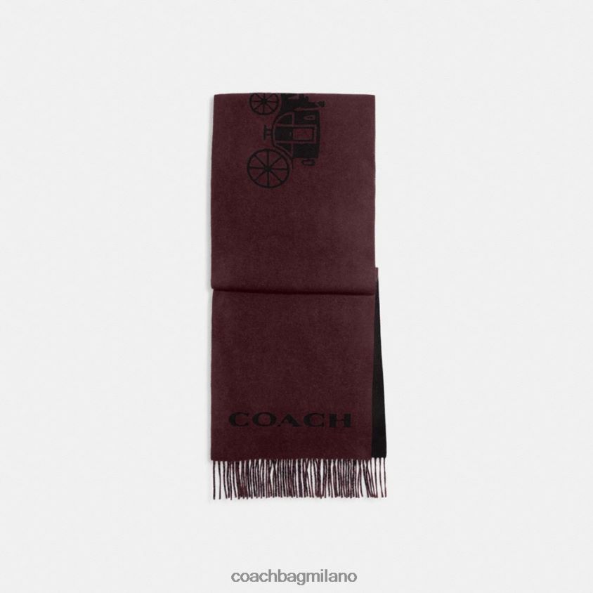 Coach donne Sciarpa in cashmere per cavalli e carrozze vino/nero FPN0Z8559