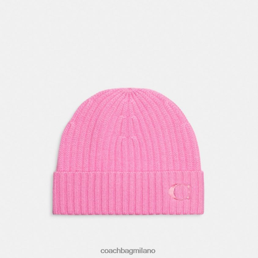 Coach donne berretto in cashmere rosa vernice FPN0Z8568