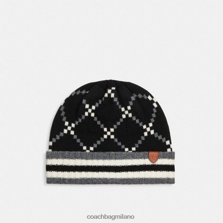 Coach donne berretto jacquard esclusivo nero FPN0Z8547