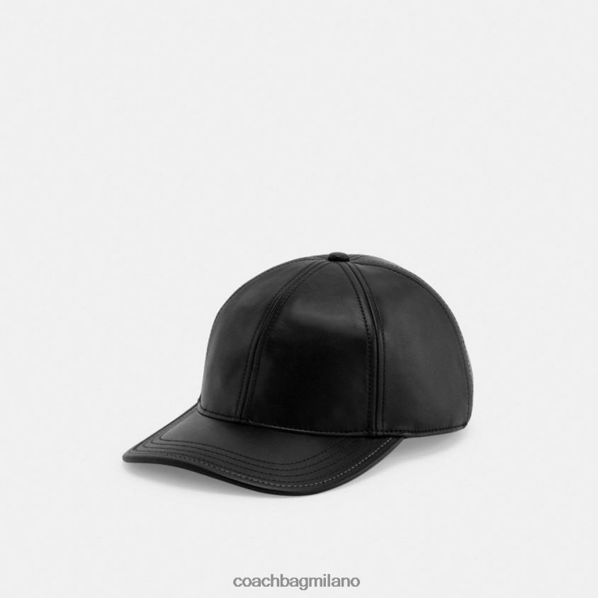 Coach donne cappello da baseball in pelle nero FPN0Z8587