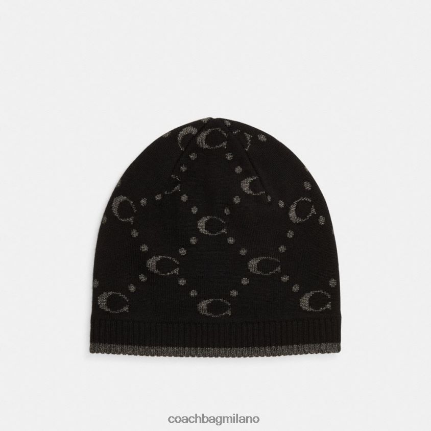 Coach donne caratteristico berretto in maglia metallizzata nero FPN0Z8563