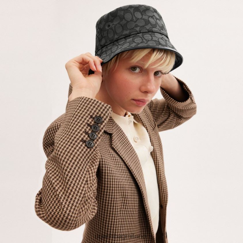 Coach donne caratteristico cappello da pescatore jacquard carbone FPN0Z8605