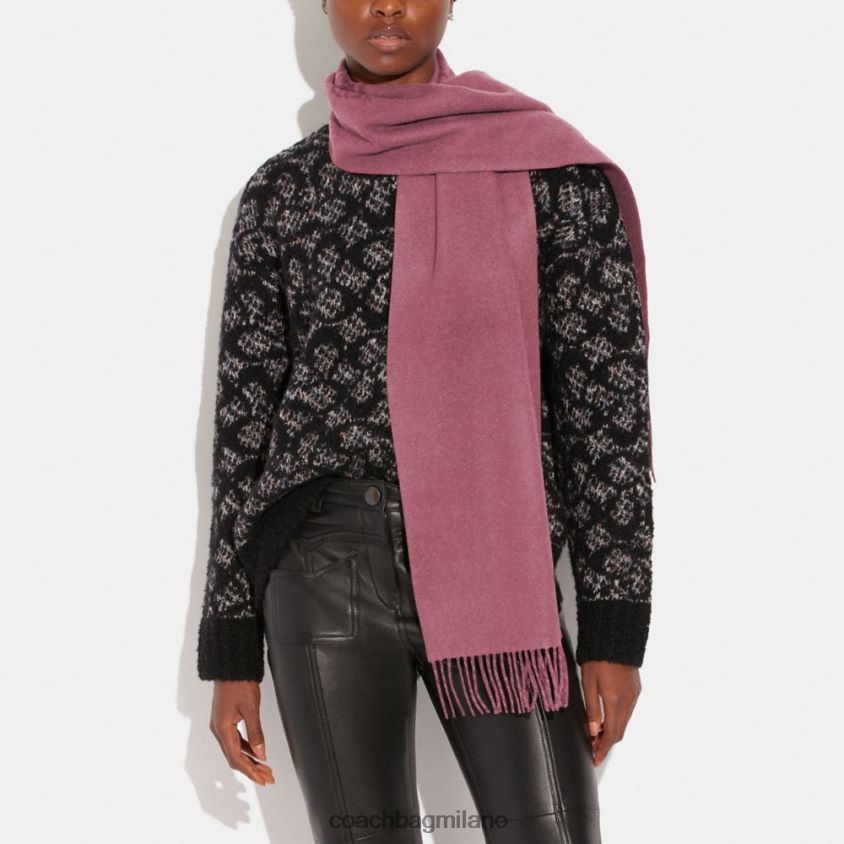 Coach donne sciarpa reversibile firmata in cashmere rosa vero FPN0Z8552