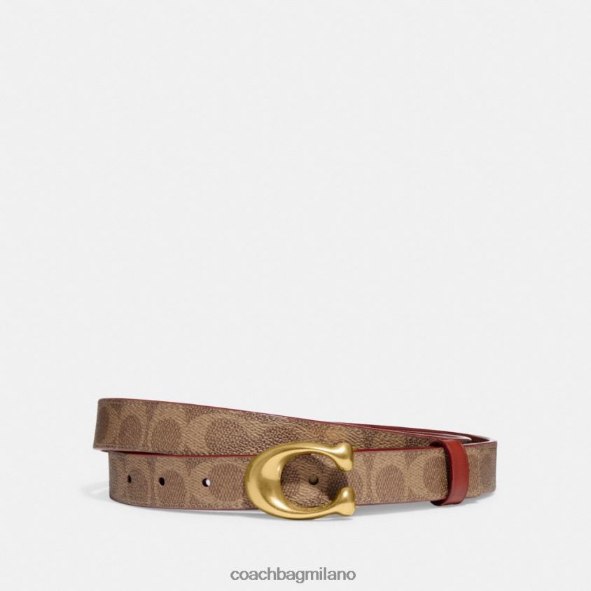 Coach donne Cintura reversibile tagliata su misura con fibbia a C scolpita, 25 mm b4/ruggine marrone chiaro FPN0Z8616