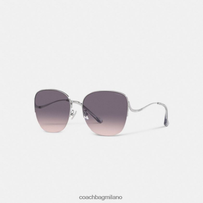 Coach donne occhiali da sole rotondi in metallo sfumatura rosa grigio FPN0Z8530