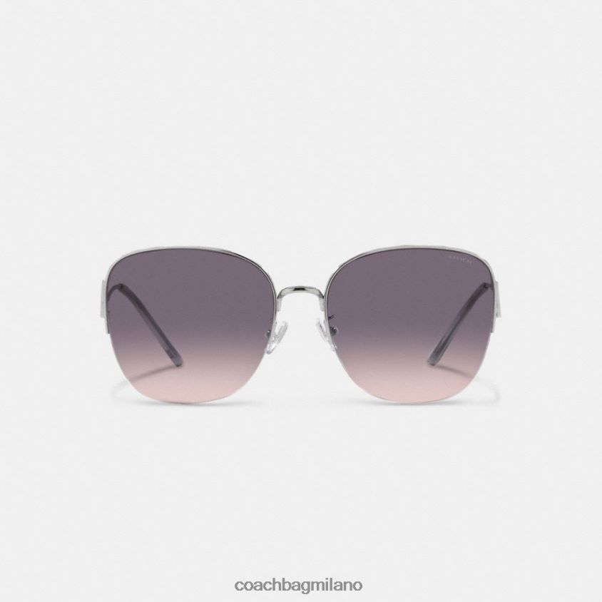 Coach donne occhiali da sole rotondi in metallo sfumatura rosa grigio FPN0Z8530