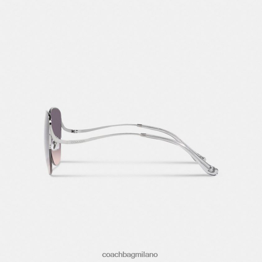 Coach donne occhiali da sole rotondi in metallo sfumatura rosa grigio FPN0Z8530