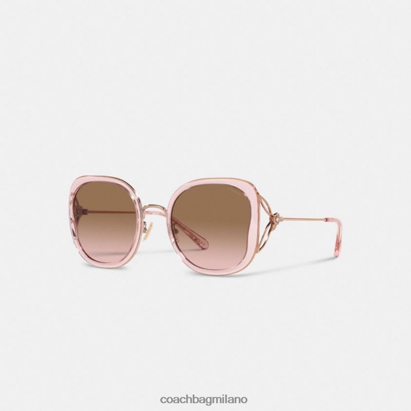 Coach donne occhiali da sole squadrati a farfalla oversize rosa tea rosa cristallo FPN0Z8531