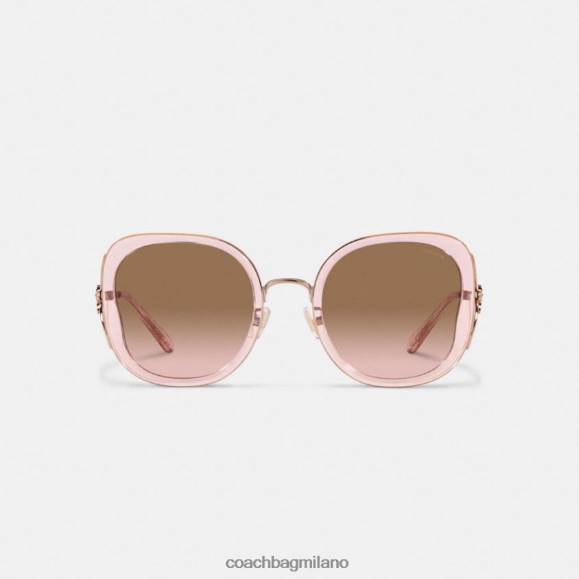 Coach donne occhiali da sole squadrati a farfalla oversize rosa tea rosa cristallo FPN0Z8531