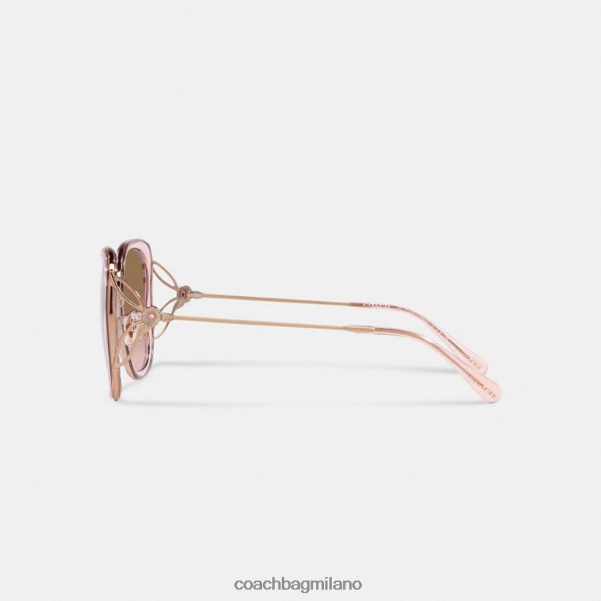 Coach donne occhiali da sole squadrati a farfalla oversize rosa tea rosa cristallo FPN0Z8531
