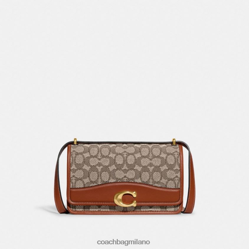 Coach donne borsa a tracolla bandit in caratteristico jacquard tessile b4/cacao brunito amb FPN0Z813
