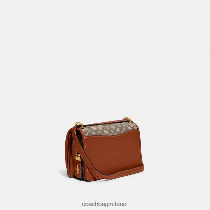 Coach donne borsa a tracolla bandit in caratteristico jacquard tessile b4/cacao brunito amb FPN0Z813
