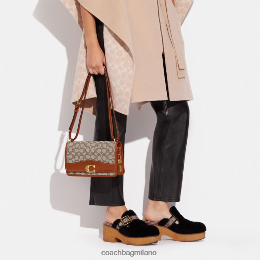Coach donne borsa a tracolla bandit in caratteristico jacquard tessile b4/cacao brunito amb FPN0Z813
