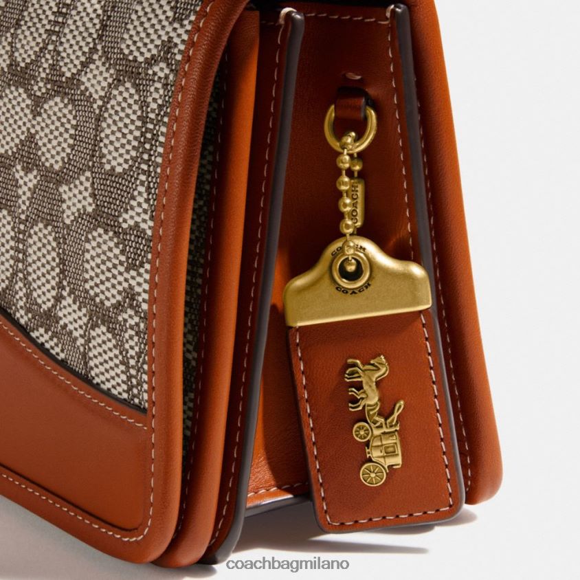 Coach donne borsa a tracolla bandit in caratteristico jacquard tessile b4/cacao brunito amb FPN0Z813