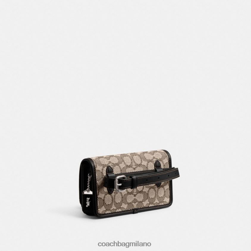 Coach donne marsupio Bandit in caratteristico jacquard sx/nero cacao FPN0Z811