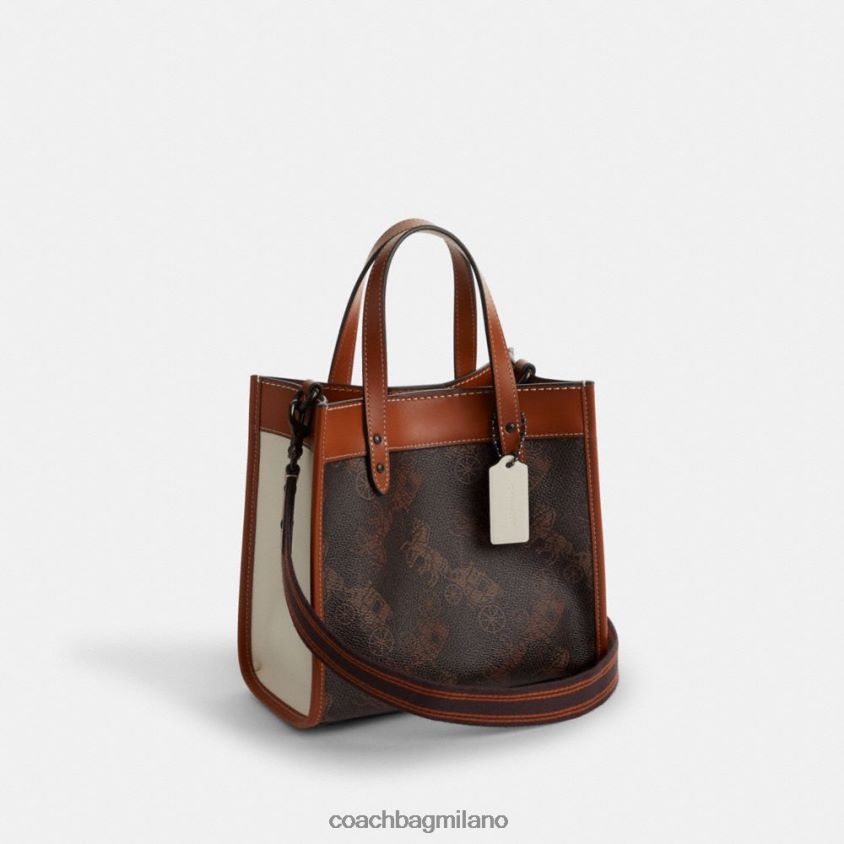 Coach donne borsa tote 22 con grande stampa di cavalli e carrozza v5/ambra brunita al tartufo FPN0Z8296