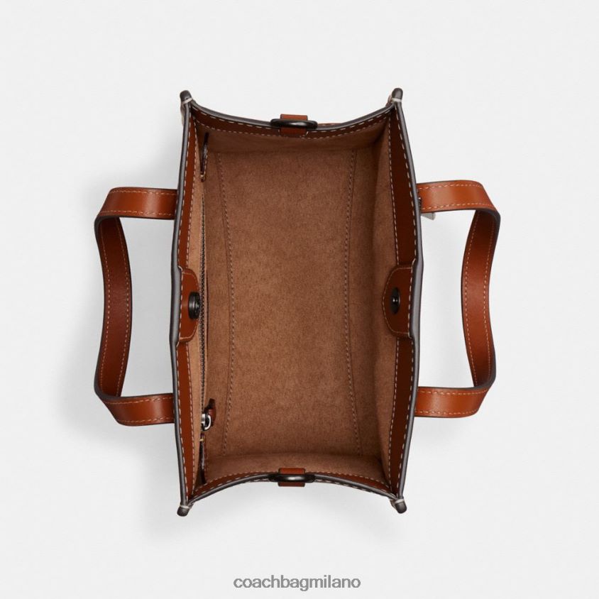 Coach donne borsa tote 22 con grande stampa di cavalli e carrozza v5/ambra brunita al tartufo FPN0Z8296