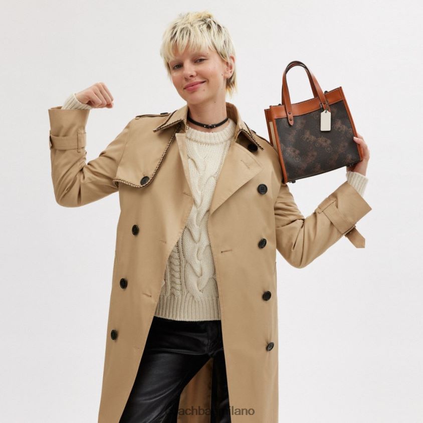 Coach donne borsa tote 22 con grande stampa di cavalli e carrozza v5/ambra brunita al tartufo FPN0Z8296