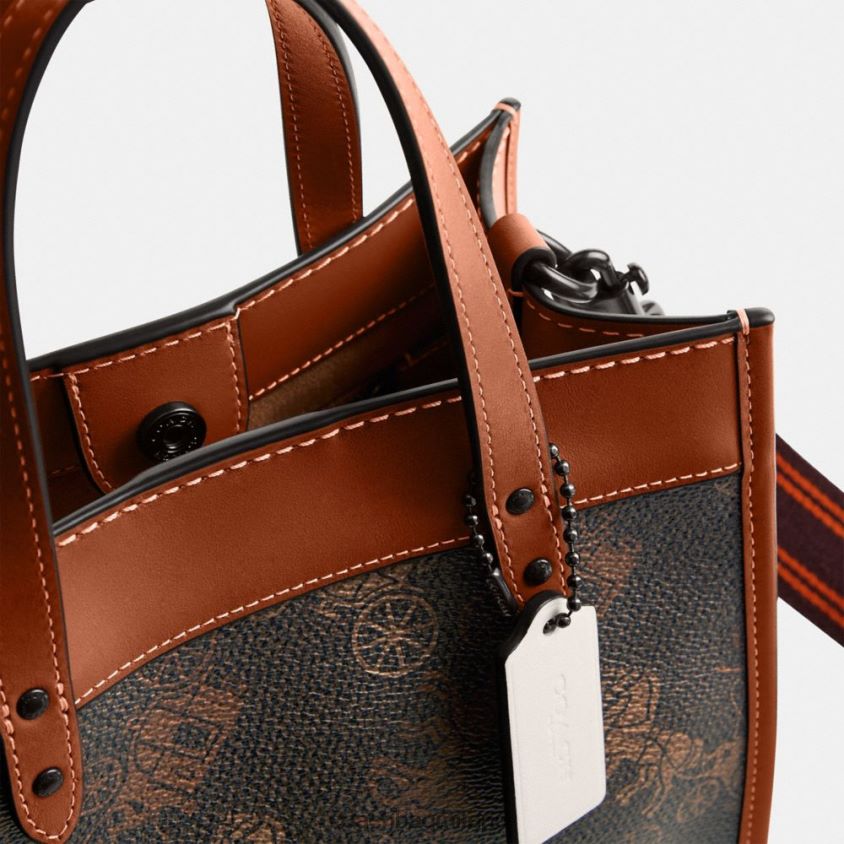 Coach donne borsa tote 22 con grande stampa di cavalli e carrozza v5/ambra brunita al tartufo FPN0Z8296