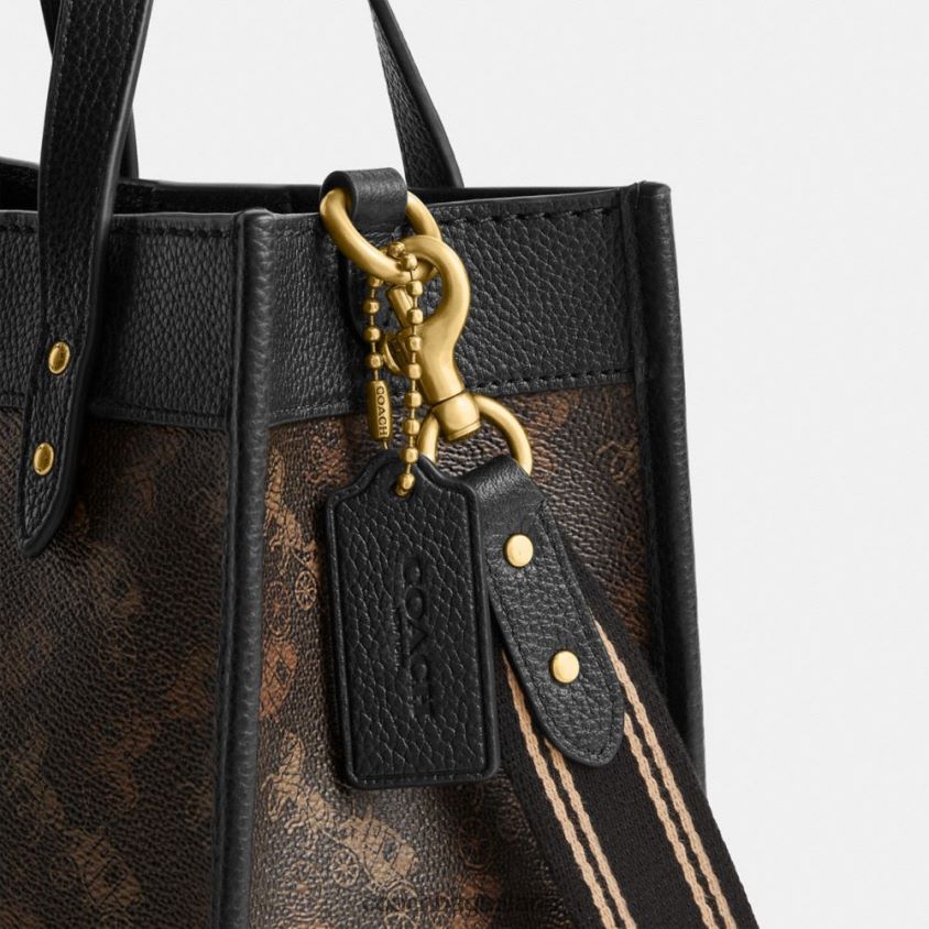 Coach donne borsa tote 22 con stampa cavallo e carrozza b4/tartufo nero FPN0Z8297
