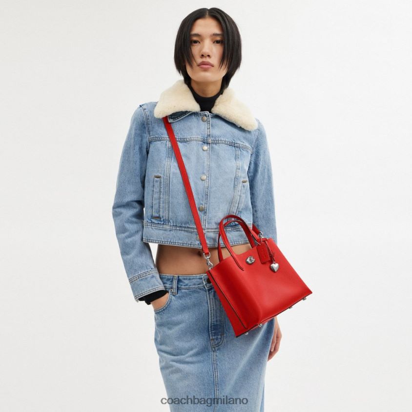 Coach donne borsa tote 24 in salice con ciondolo a cuore sx/rosso sportivo FPN0Z8283