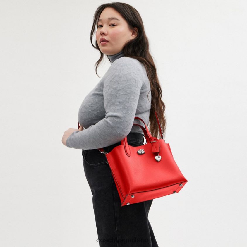 Coach donne borsa tote 24 in salice con ciondolo a cuore sx/rosso sportivo FPN0Z8283