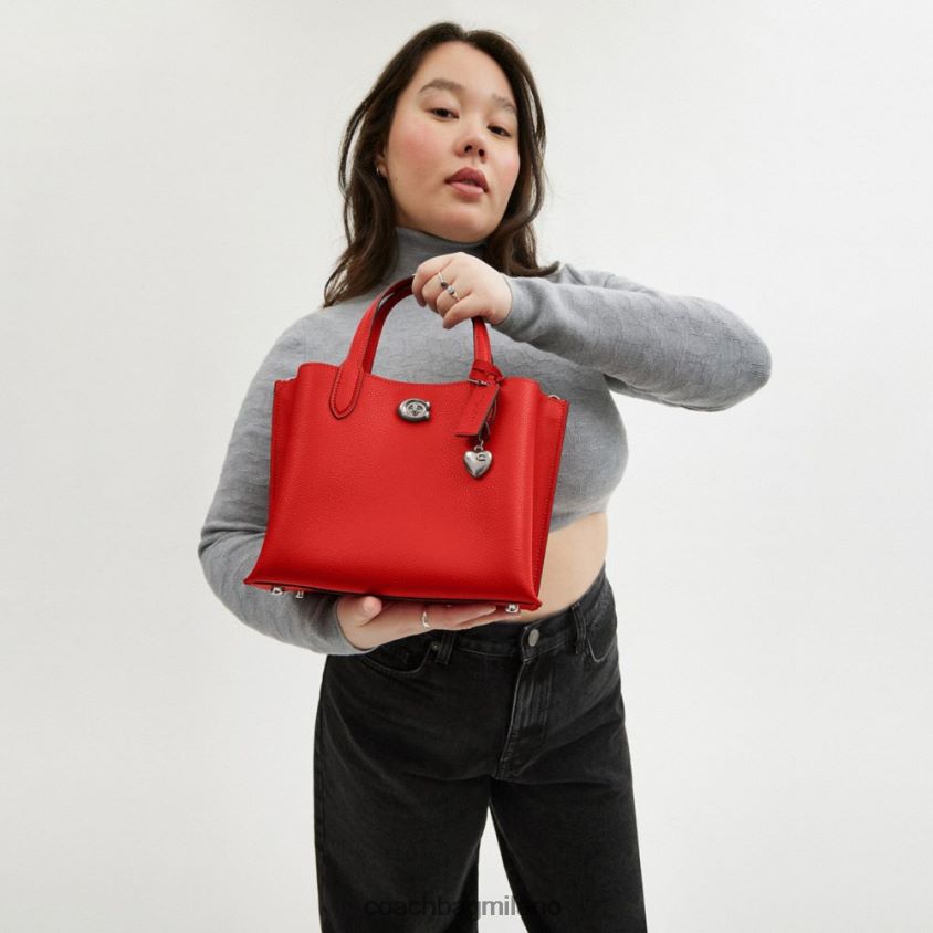 Coach donne borsa tote 24 in salice con ciondolo a cuore sx/rosso sportivo FPN0Z8283