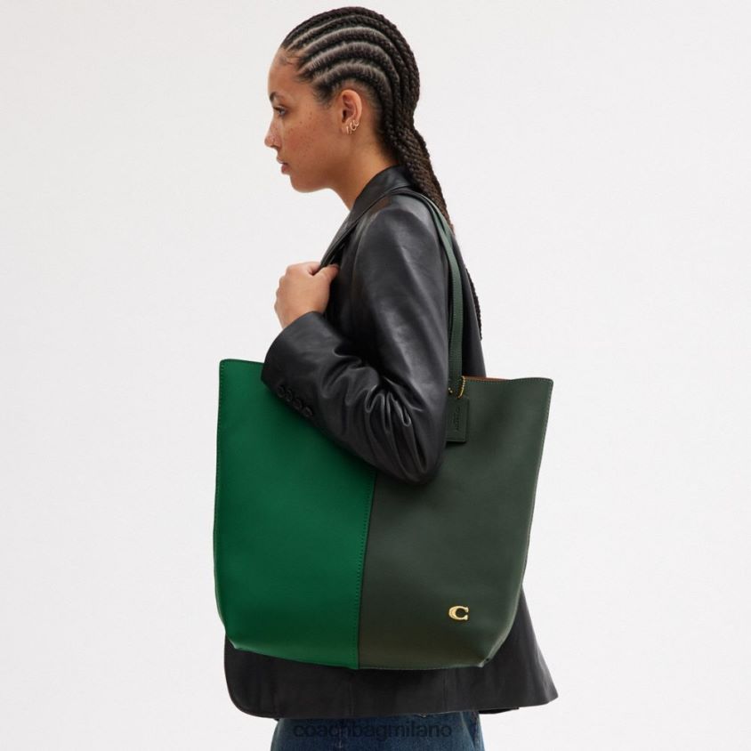 Coach donne borsa tote nomade a blocchi di colore b4/verde multi FPN0Z8301