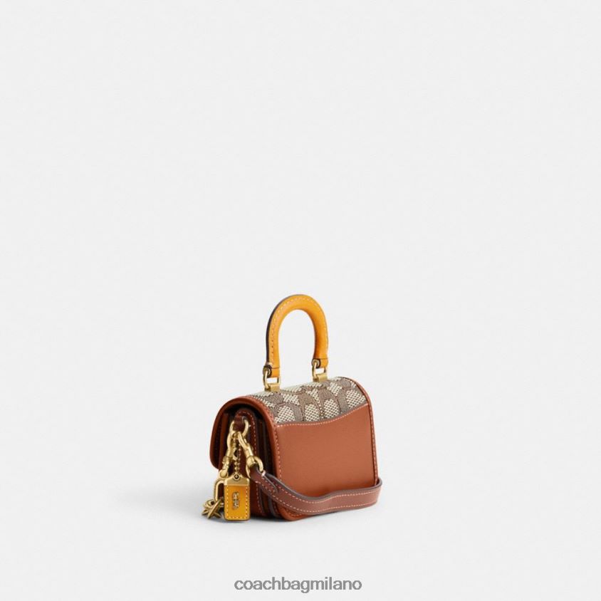 Coach donne manico superiore rogue 12 in caratteristico jacquard tessile b4/cacao brunito amb FPN0Z890