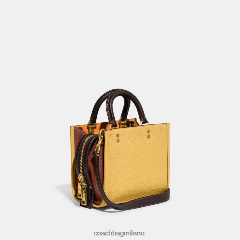 Coach donne rogue 20 in pelle rigenerativa colorblock b4/fieno multi FPN0Z881
