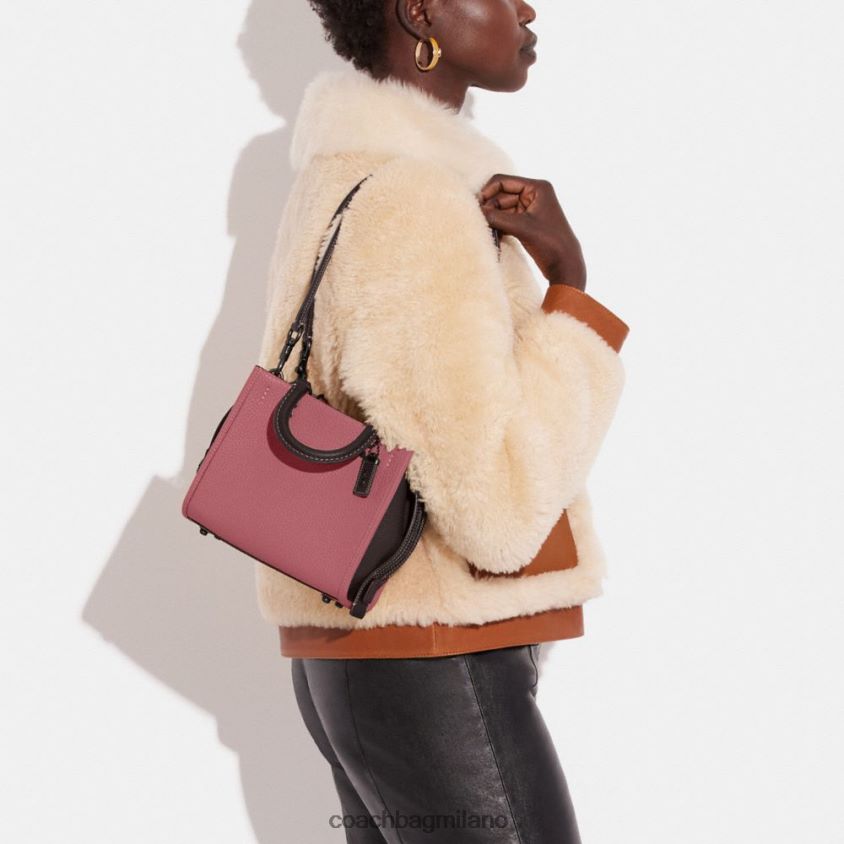 Coach donne rogue 20 in pelle rigenerativa colorblock v5/rosso multi FPN0Z884