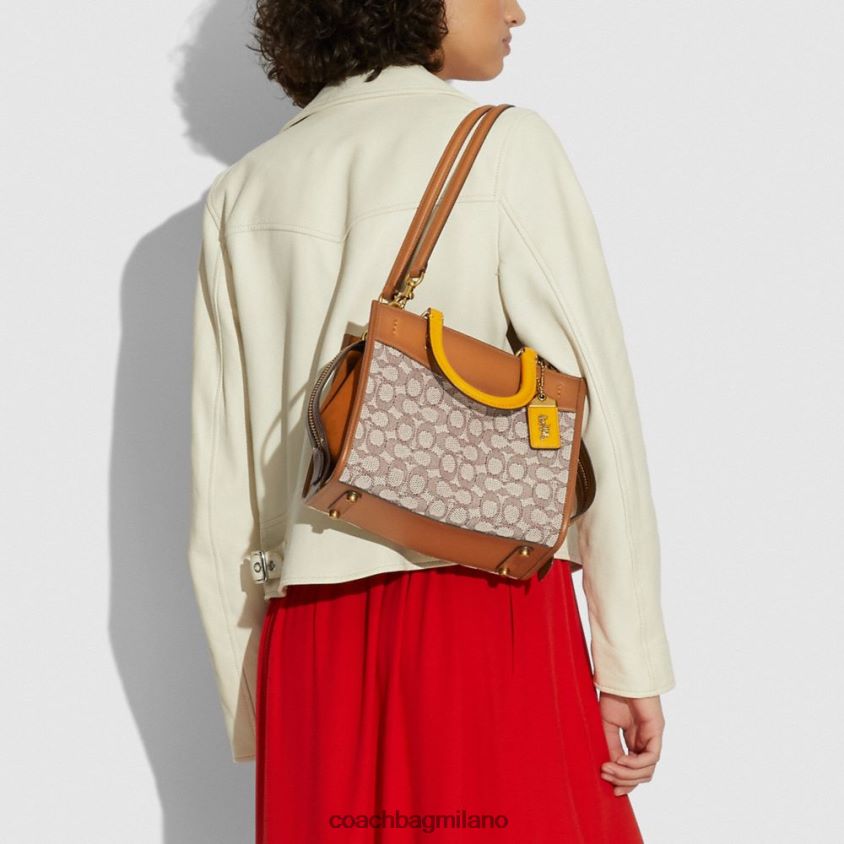 Coach donne rogue 25 in caratteristico jacquard tessile b4/cacao brunito amb FPN0Z895