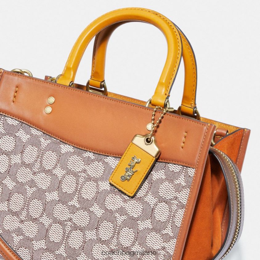 Coach donne rogue 25 in caratteristico jacquard tessile b4/cacao brunito amb FPN0Z895