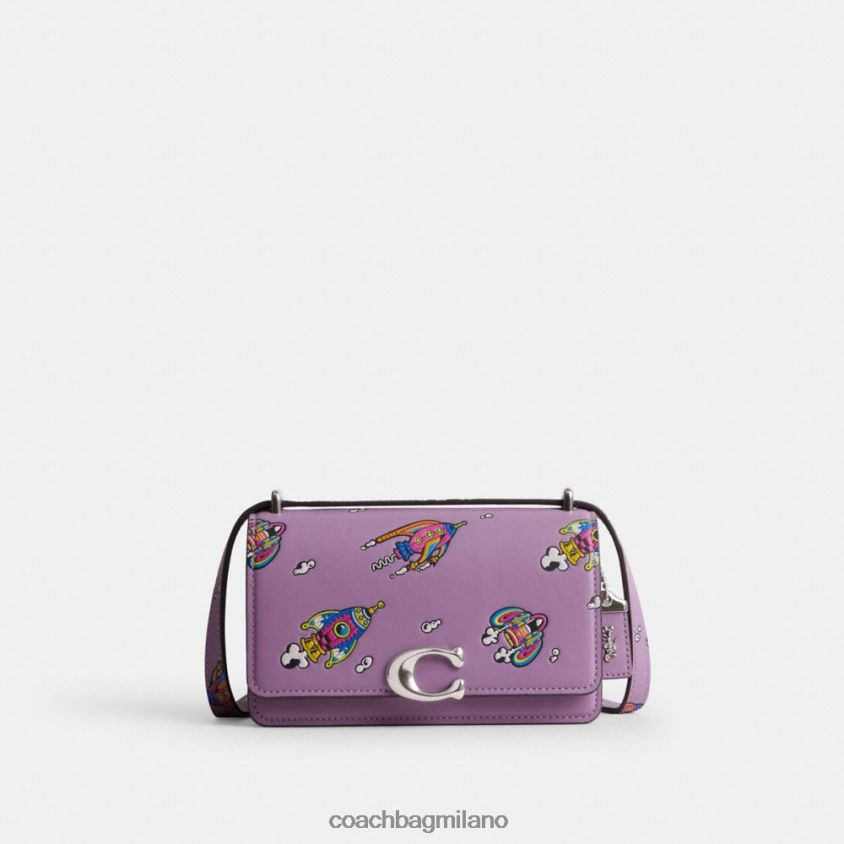 Coach donne borsa a tracolla cosmic coach bandit con stampa razzo sx/viola orchidea multi FPN0Z8185