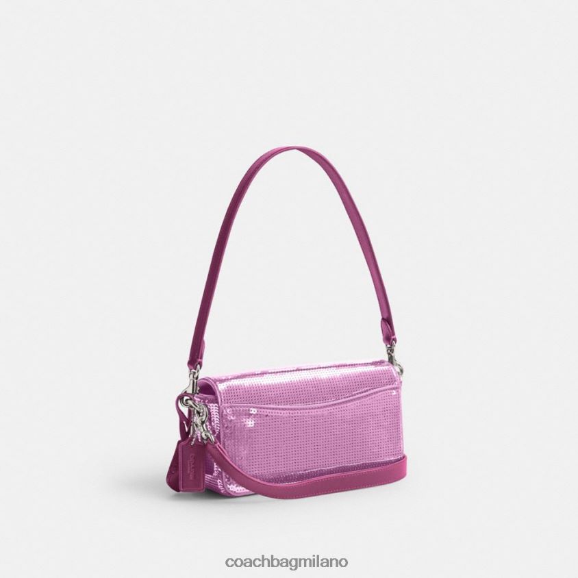Coach donne borsa baguette da studio con paillettes sinistra/magenta scuro FPN0Z8188