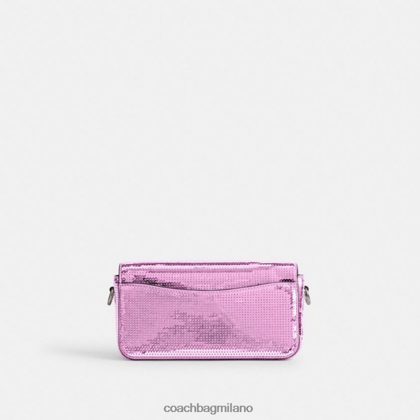 Coach donne borsa baguette da studio con paillettes sinistra/magenta scuro FPN0Z8188
