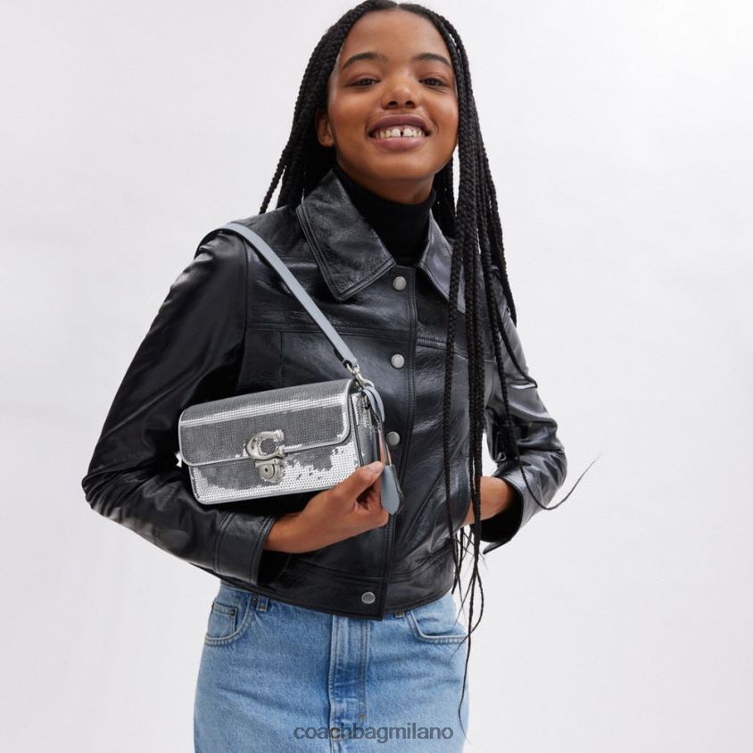 Coach donne borsa baguette da studio con paillettes sx/argento FPN0Z8184