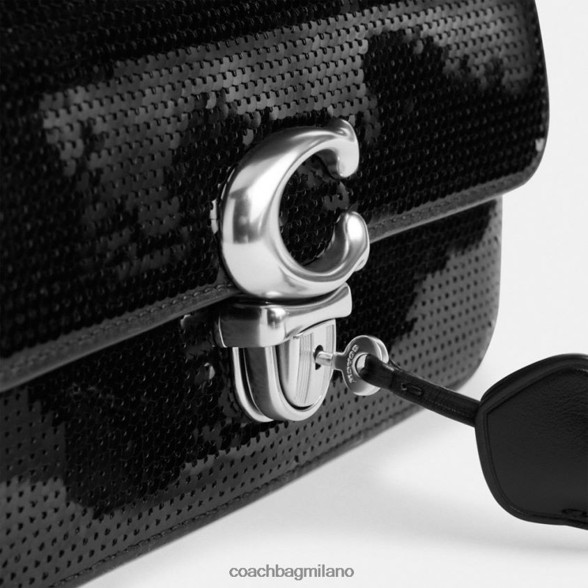 Coach donne borsa baguette da studio con paillettes sx/nero FPN0Z8183