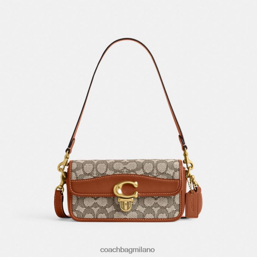 Coach donne borsa baguette da studio in caratteristico jacquard tessile b4/cacao brunito amb FPN0Z8194