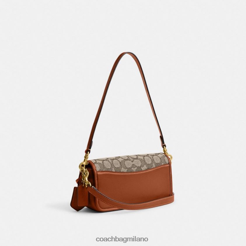Coach donne borsa baguette da studio in caratteristico jacquard tessile b4/cacao brunito amb FPN0Z8194