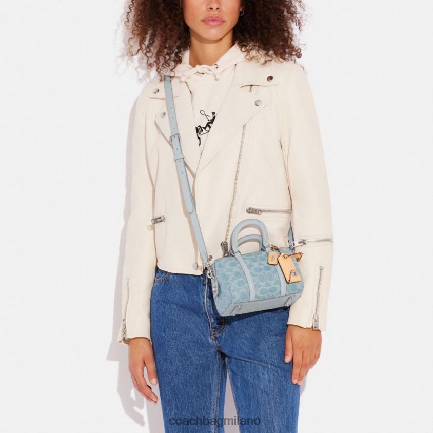 Coach donne cartella rubino 18 in denim esclusivo sx/azzurro FPN0Z8198