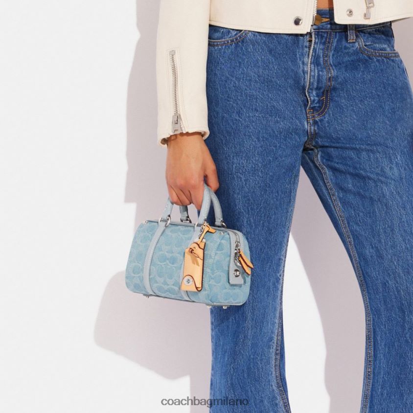 Coach donne cartella rubino 18 in denim esclusivo sx/azzurro FPN0Z8198