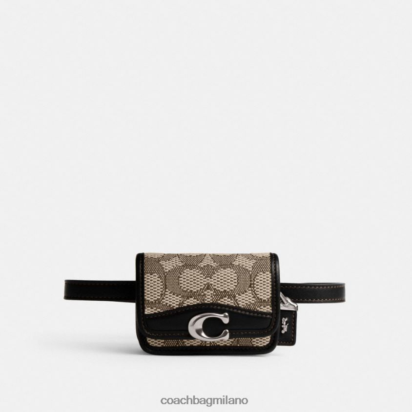 Coach donne marsupio porta carte Bandit in caratteristico jacquard sx/nero cacao FPN0Z8191