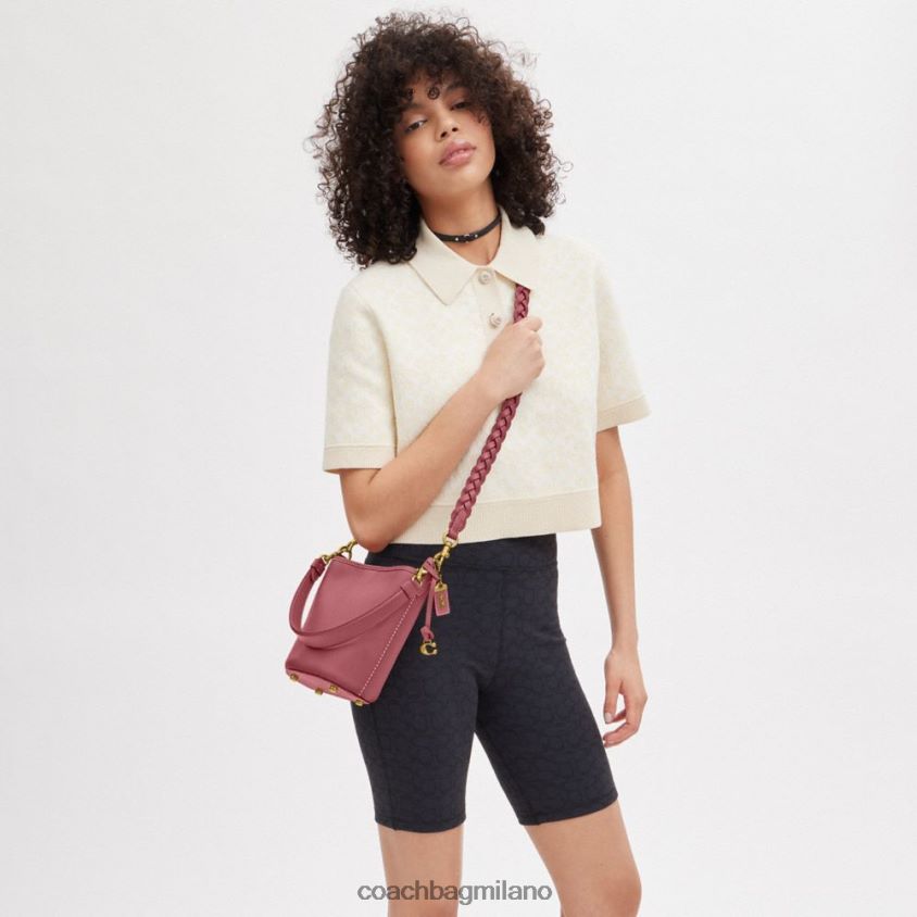 Coach donne borsa a secchiello Dakota 16 con treccia b4/rosso FPN0Z815