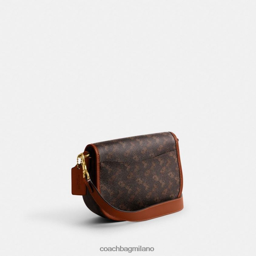 Coach donne borsa a tracolla Harley con stampa cavallo e carrozza b4/ambra brunita tartufo FPN0Z824