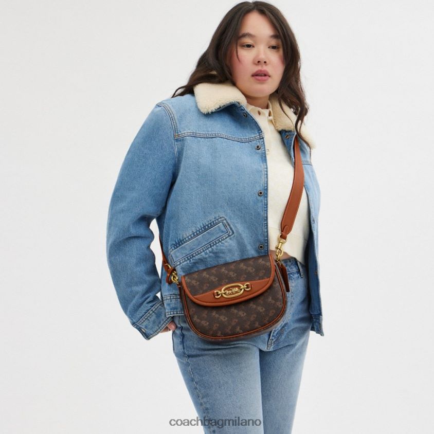 Coach donne borsa a tracolla Harley con stampa cavallo e carrozza b4/ambra brunita tartufo FPN0Z824