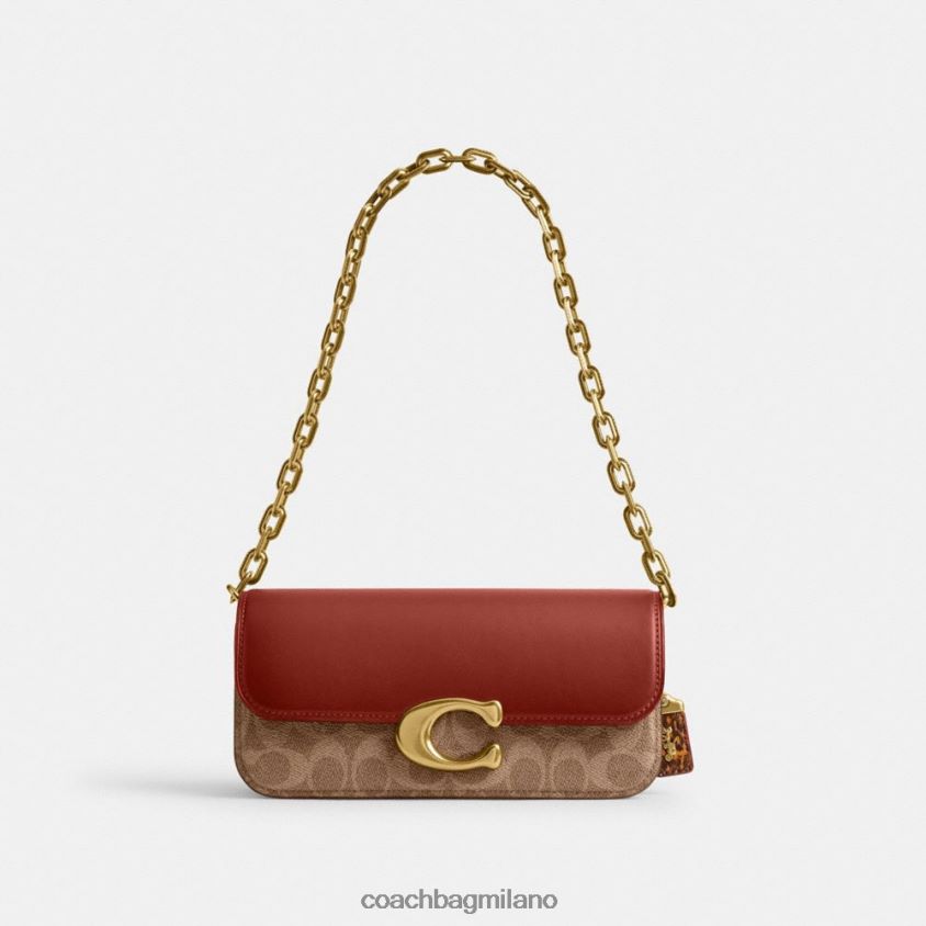 Coach donne borsa idol 23 in tela esclusiva con dettaglio in pelle di serpente b4/ruggine marrone chiaro FPN0Z836