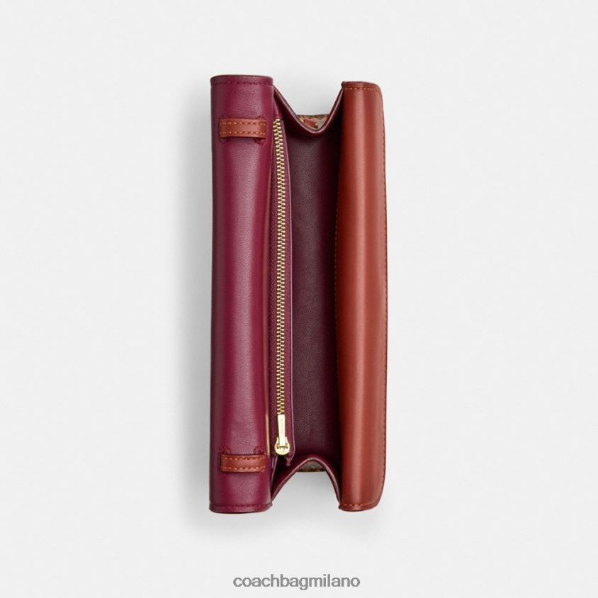 Coach donne borsa idol 23 in tela esclusiva con dettaglio in pelle di serpente b4/ruggine marrone chiaro FPN0Z836